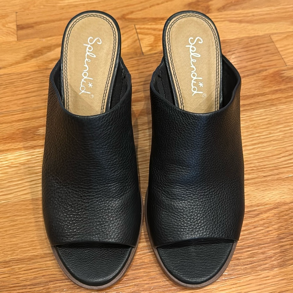 Splendid wedge sandals size 10 black leather